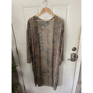 I Joah Premium One Size Womens Snake Print Short Sleeve Open Front Kimono